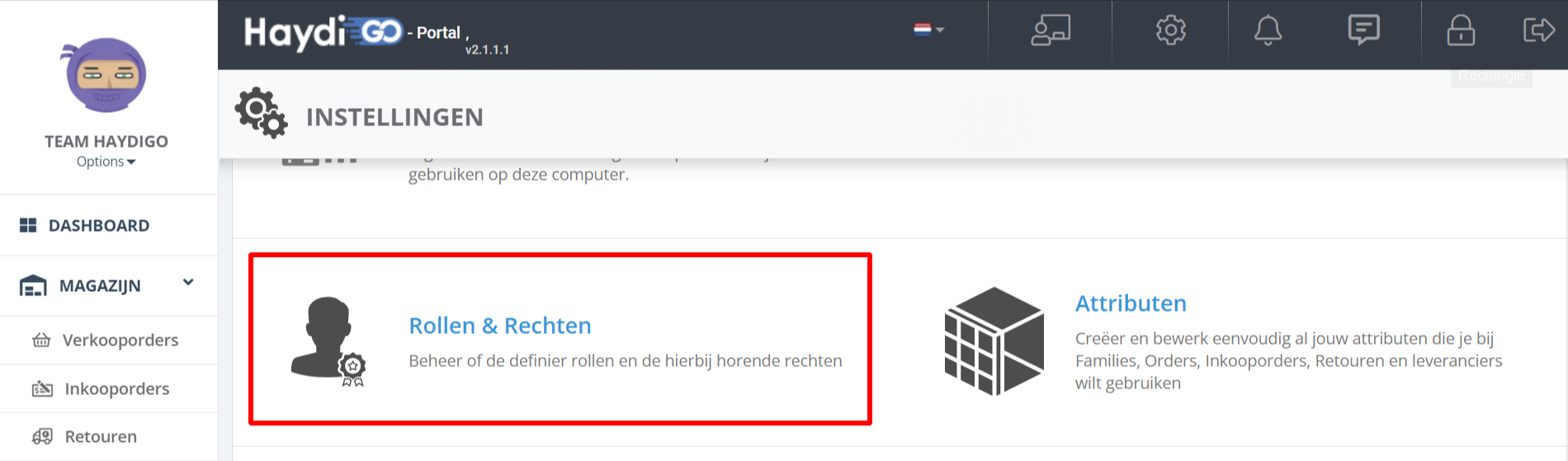 HaydiGO support rollen en rechten